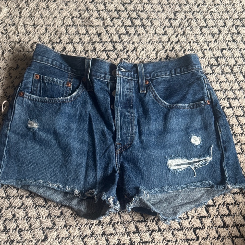 Levi's Blue Distressed Jean Shorts